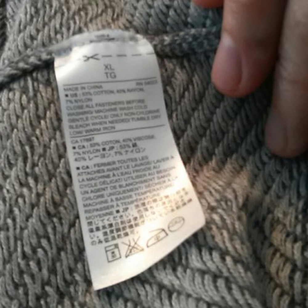 Like New Banana Republic Gray/White XL Cotton & Rayon Blend Full Zip Sweater - Picture 7 of 14
